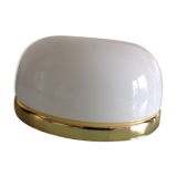 Half moon ceiling light in white opaline / vintage 70-80s