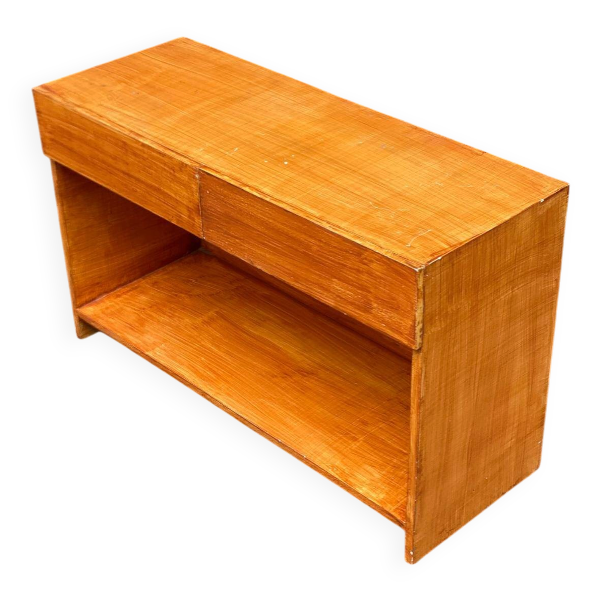Vintage Low TV Unit Console with 2 Drawers and Niche in Scandinavian Style