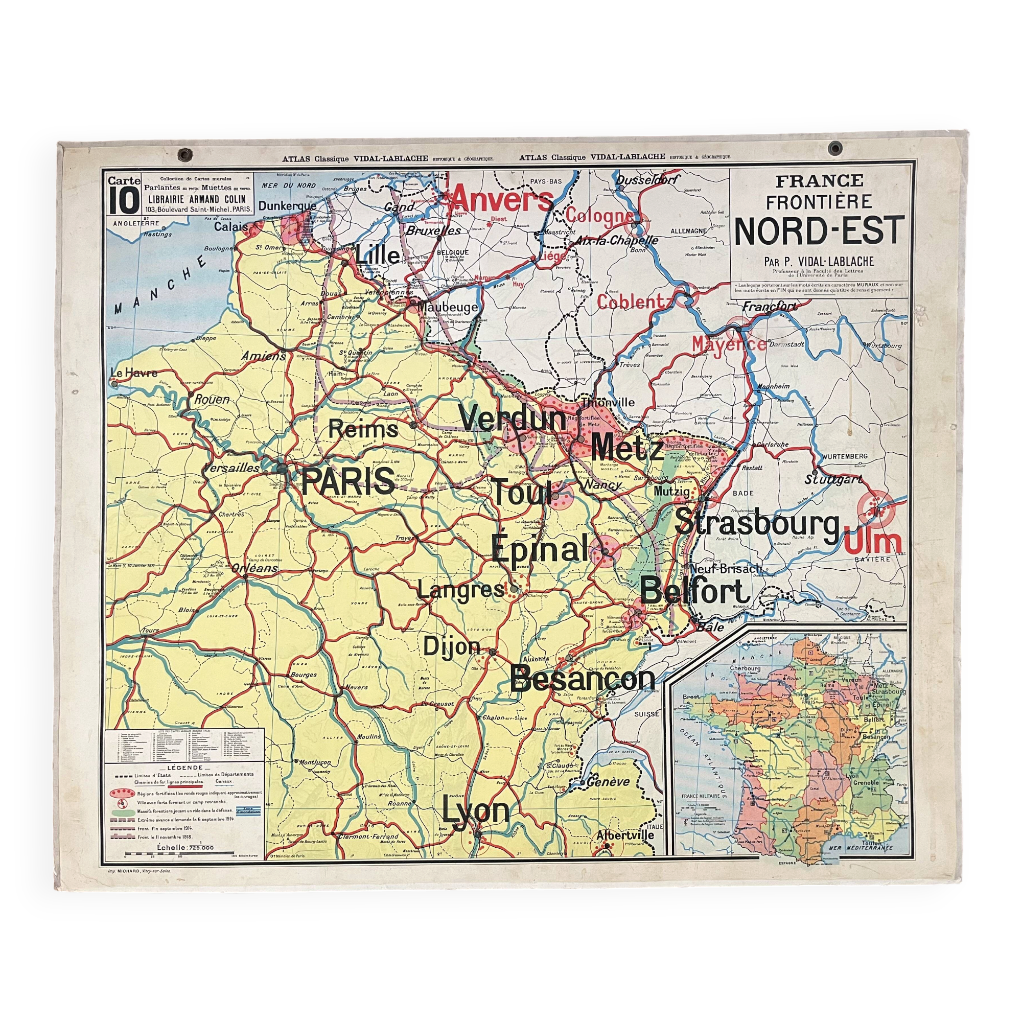Old school map Vidal-Lablache 10, T26, 1930 - Military divisions