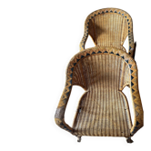 Pair of vintage woven rattan armchairs – Bohemian spirit, 50s/60s