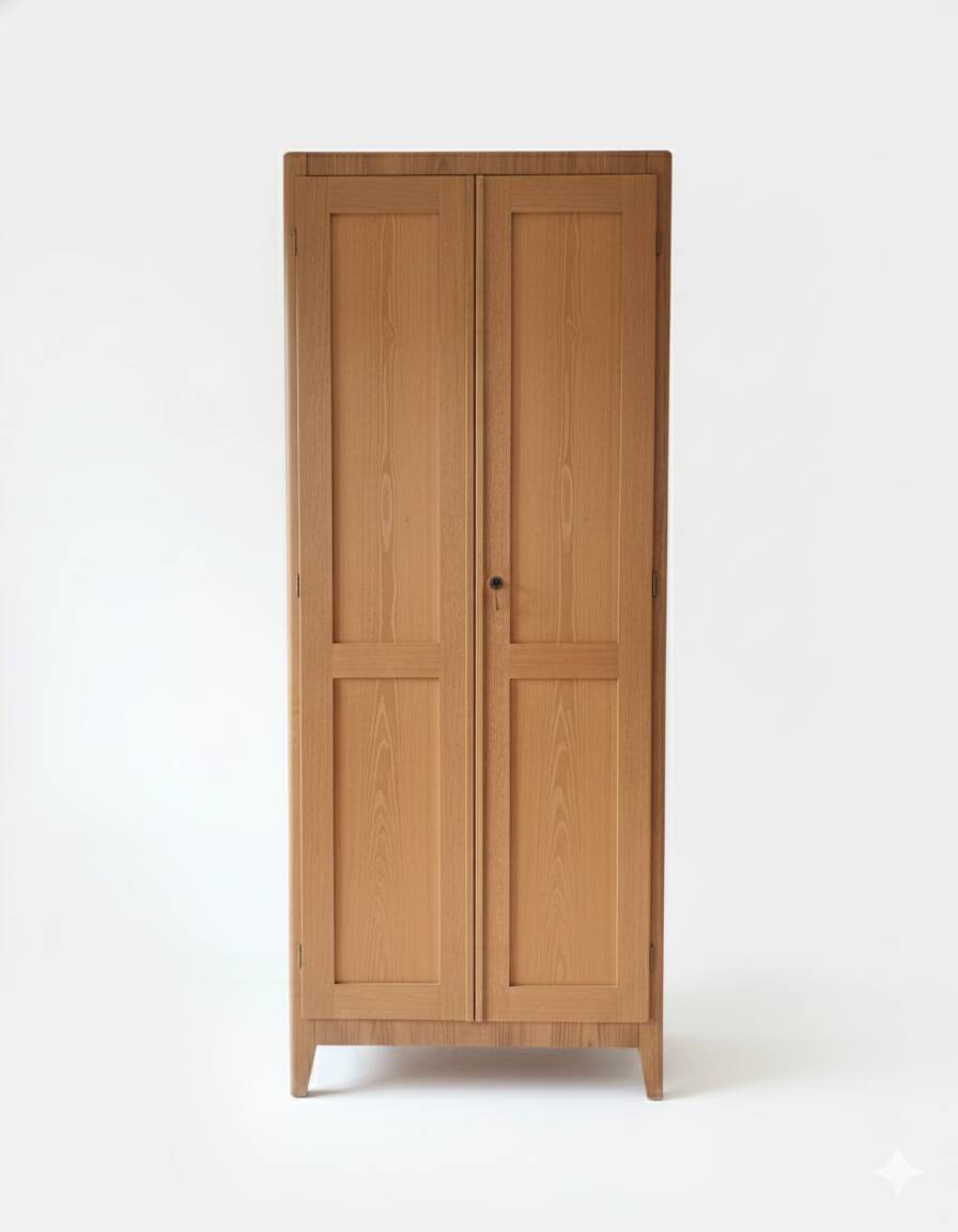 Renovated vintage wardrobe in light wood