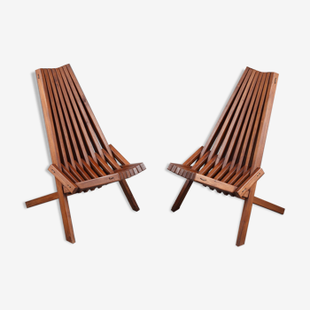 Pair of scandinavian teak folding chairs