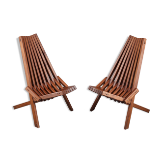 Pair of scandinavian teak folding chairs