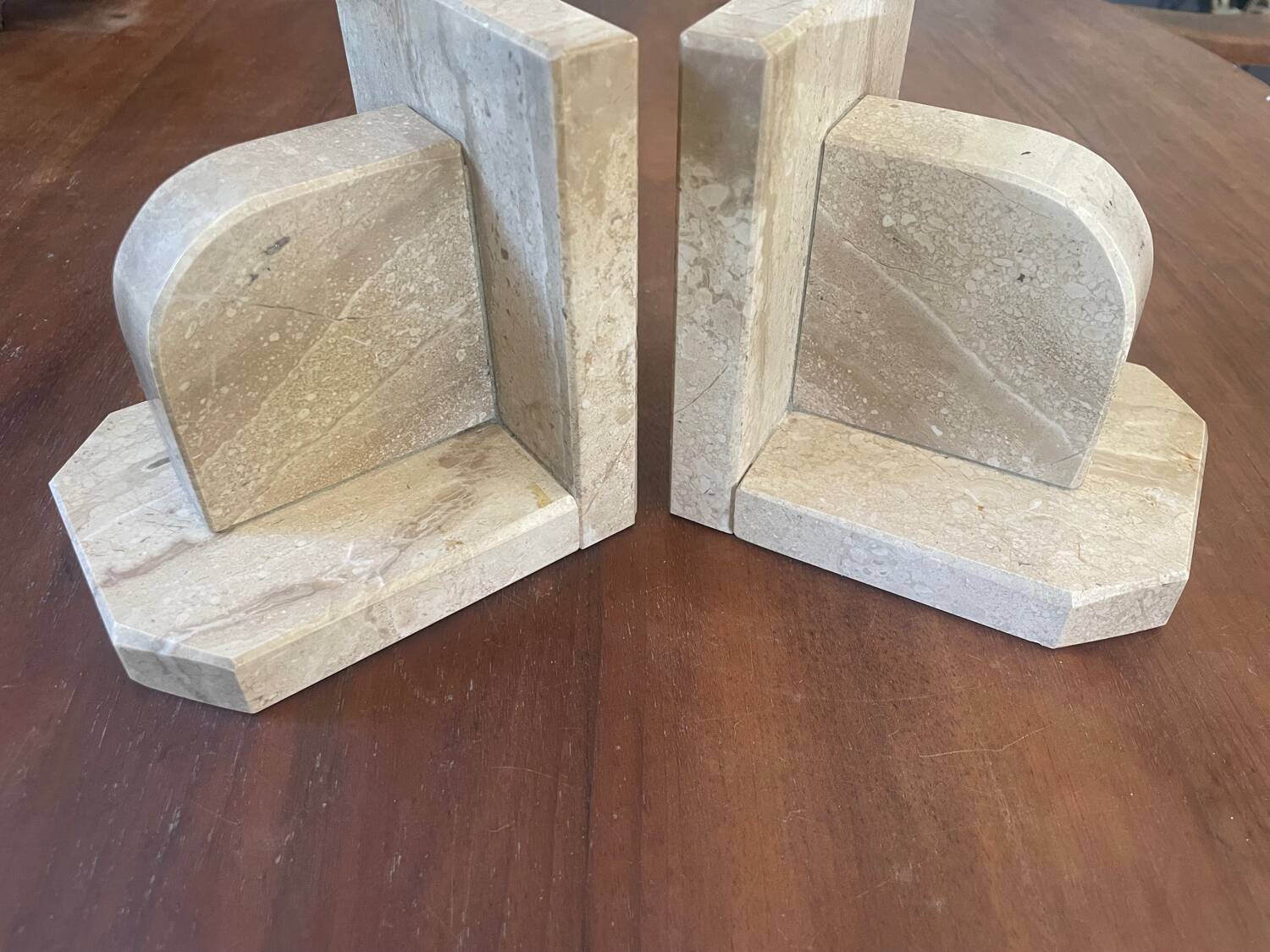 Paire de serre-livres en marbre vintage