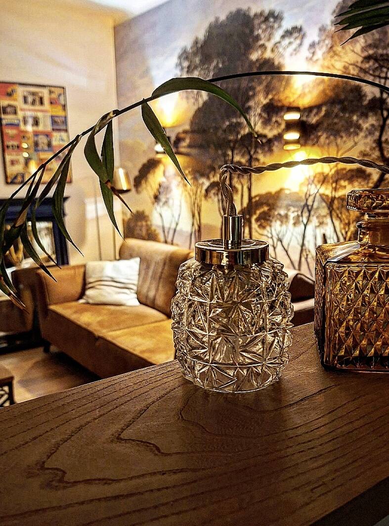Vintage cut glass portable lamp