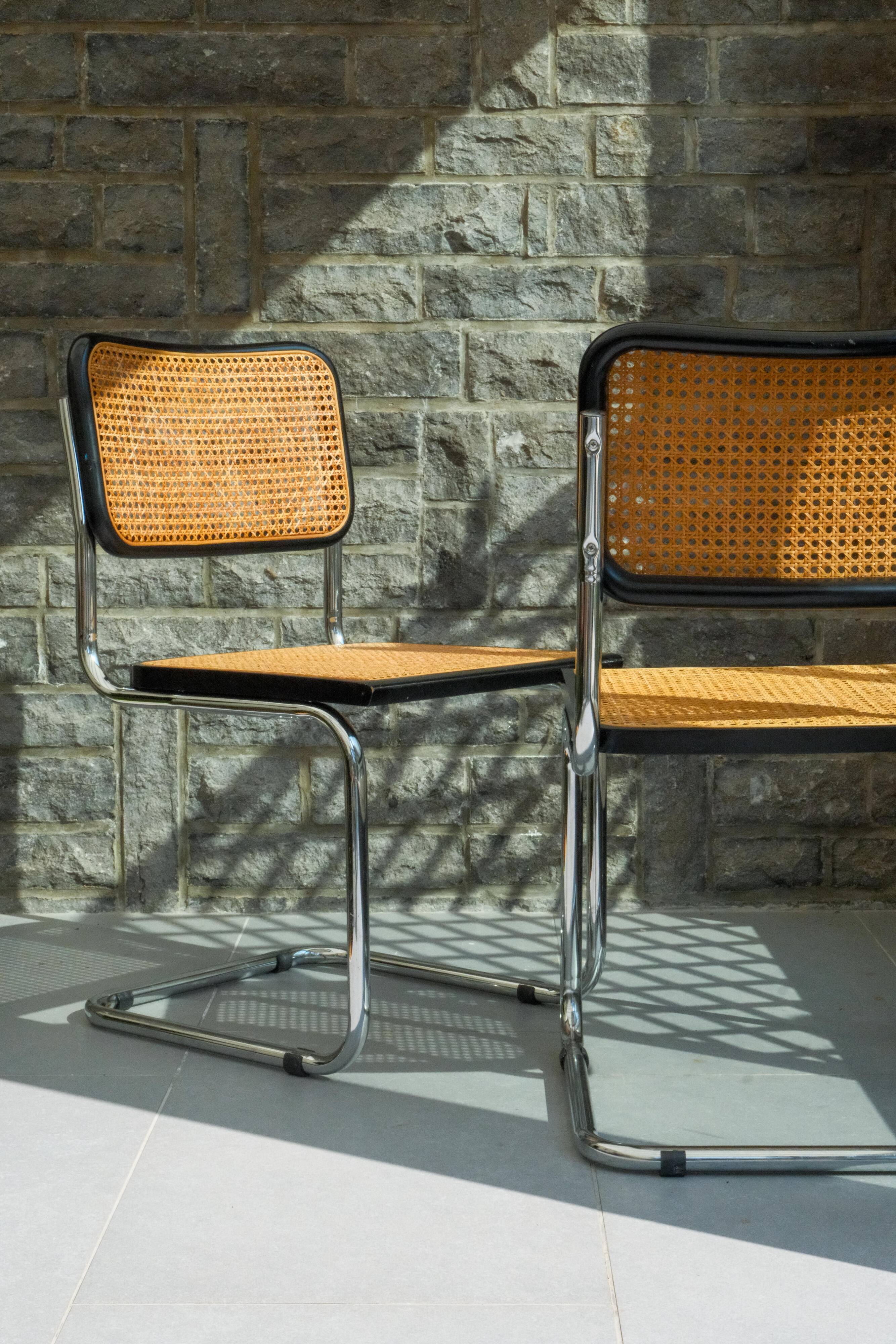 Pair of black Cesca chairs B32 Marcel Breuer