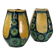 Une paire de vases verts et jaunes