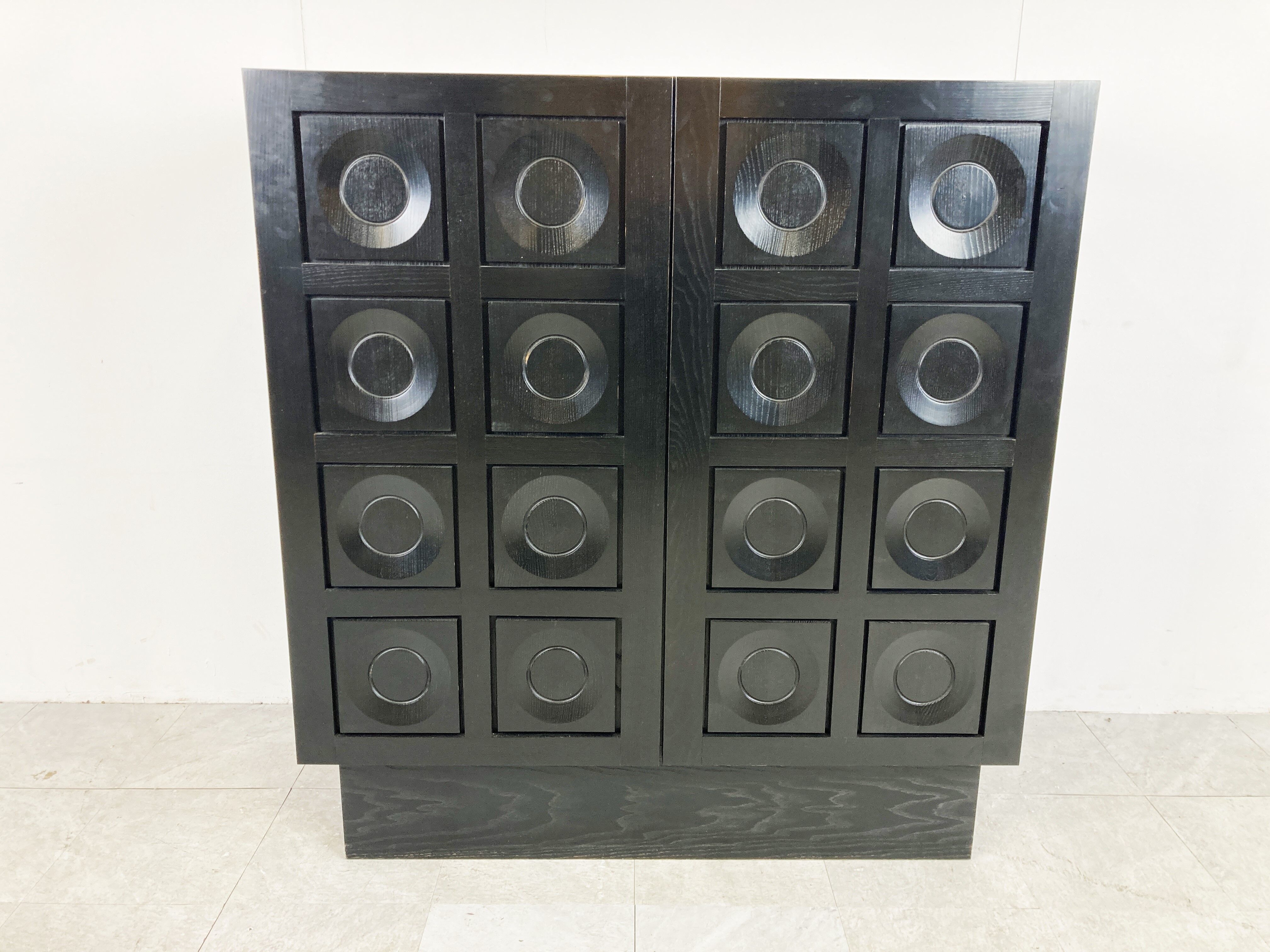 Black brutalist bar cabinet, 1970s