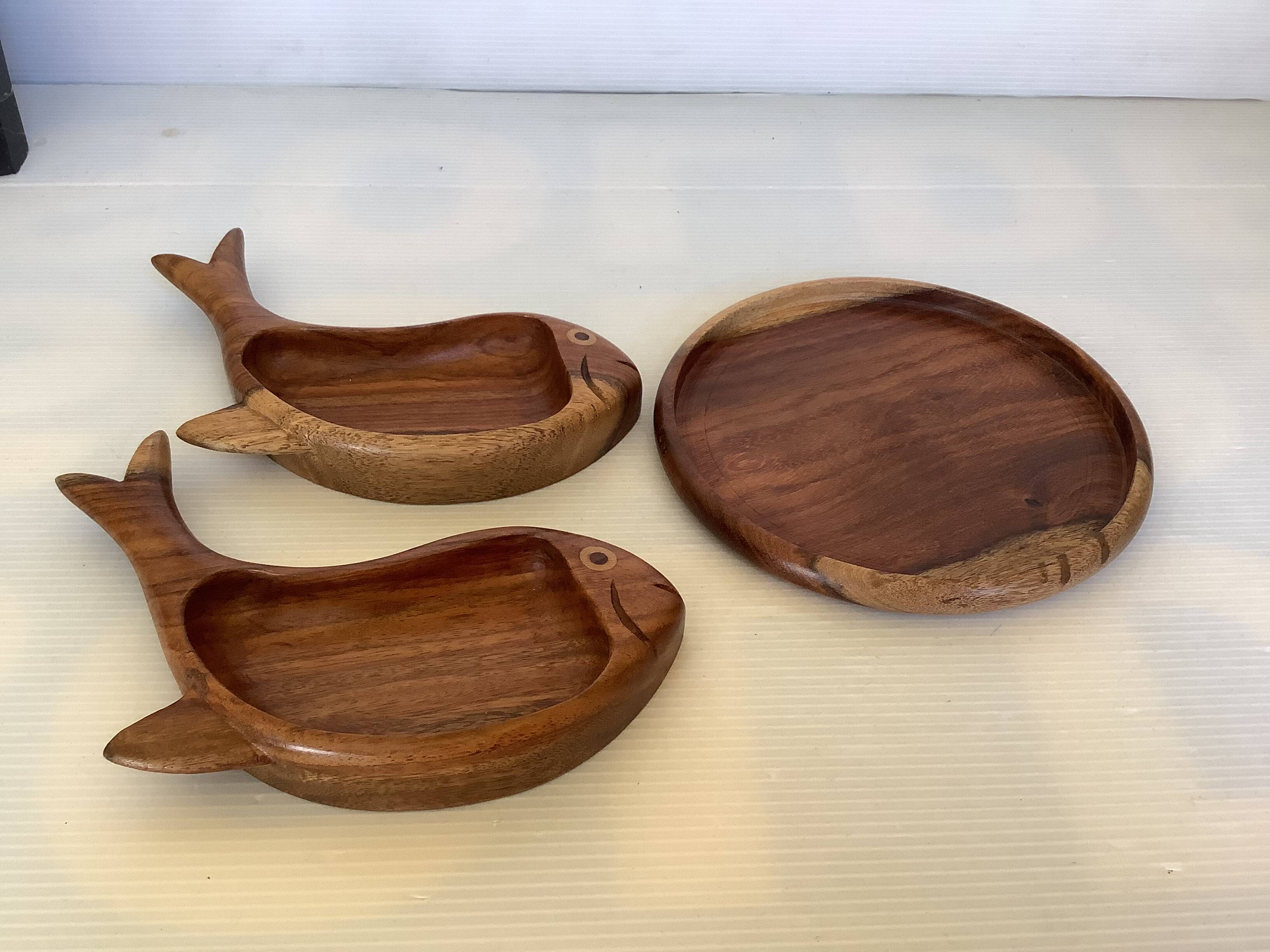 Trio de coupelles poissons en bois