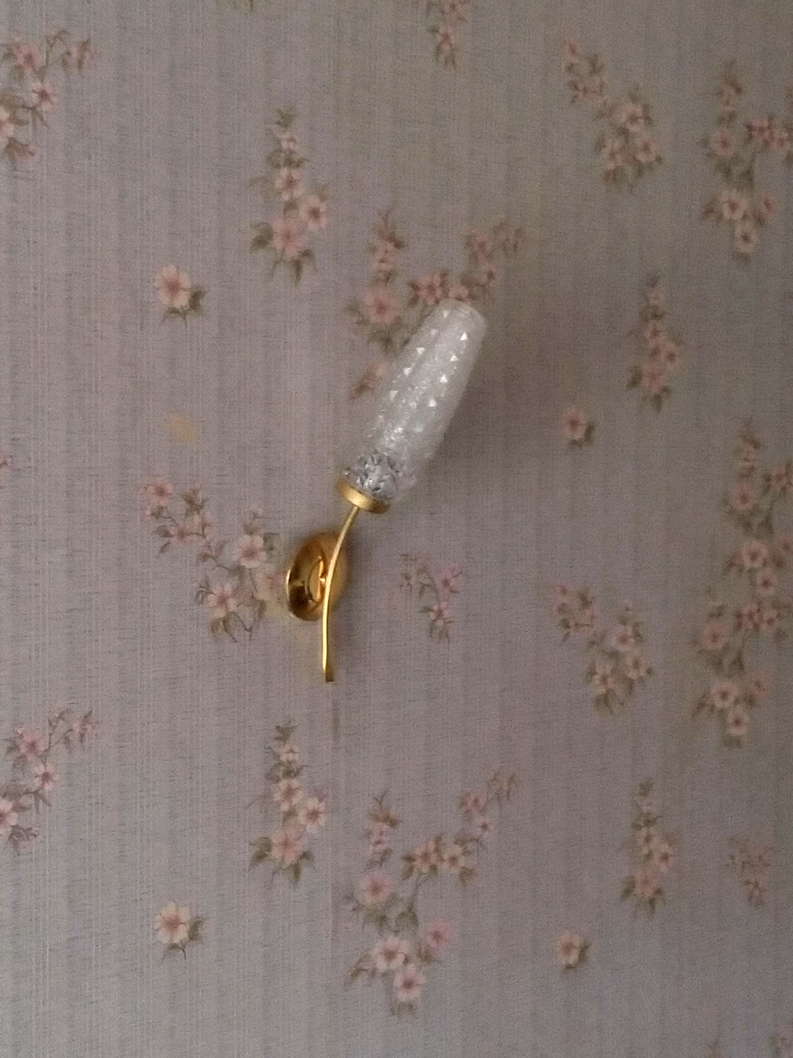 Pair of brass appliques and chissed glass