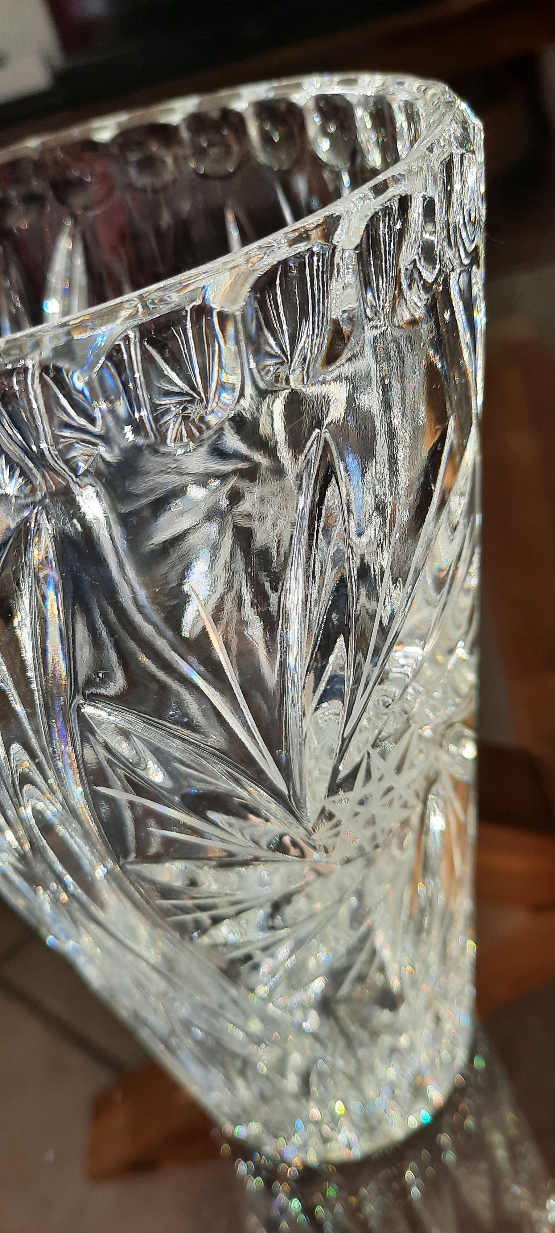 Vintage hand-cut Bohemian crystal vase