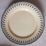 3 old flat plates, Gien, Vezelay blue décor