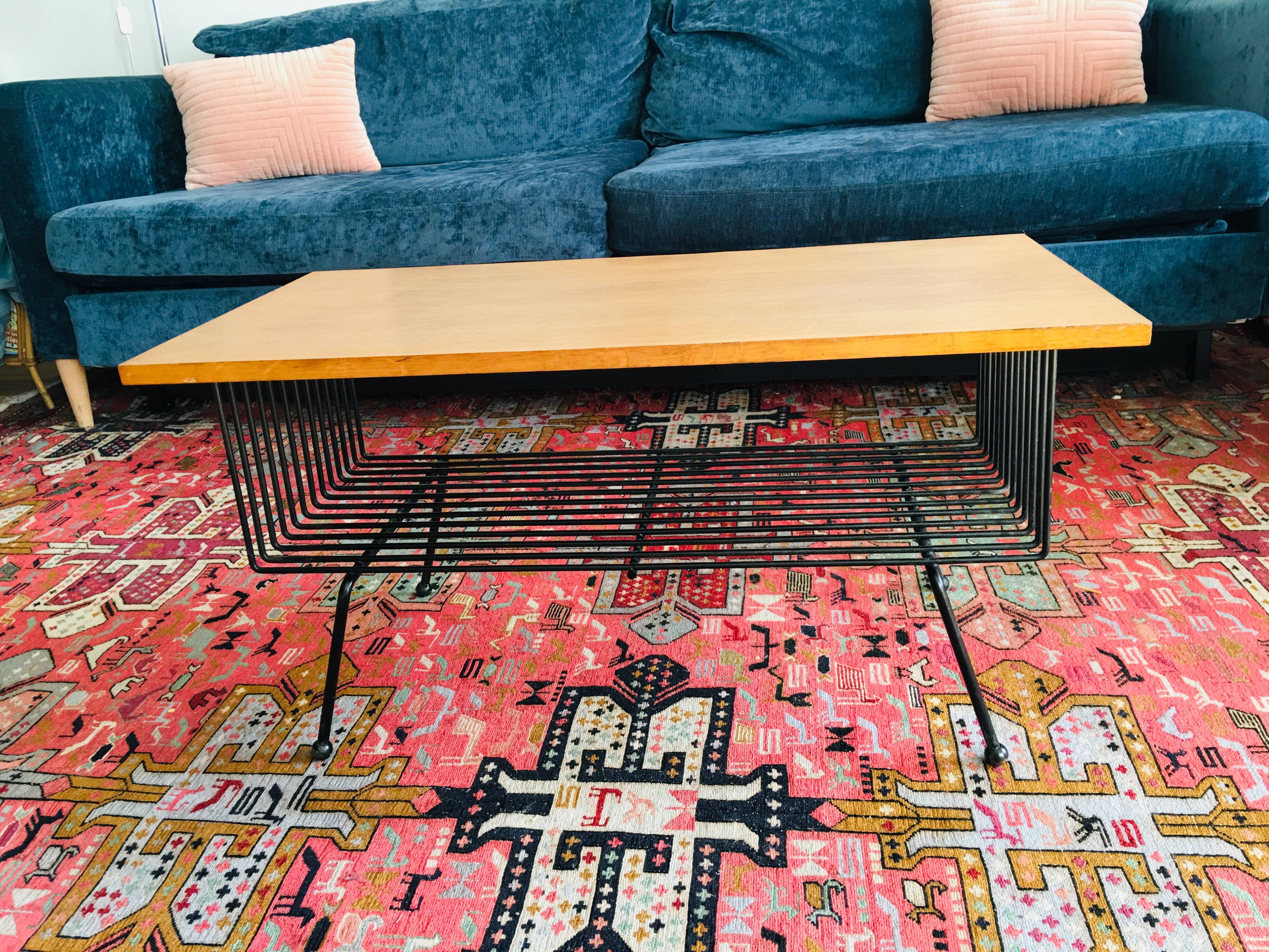 Black metal wood coffee table