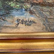 Georges Auphan 1970: huile sur toile figurant un paysage animé