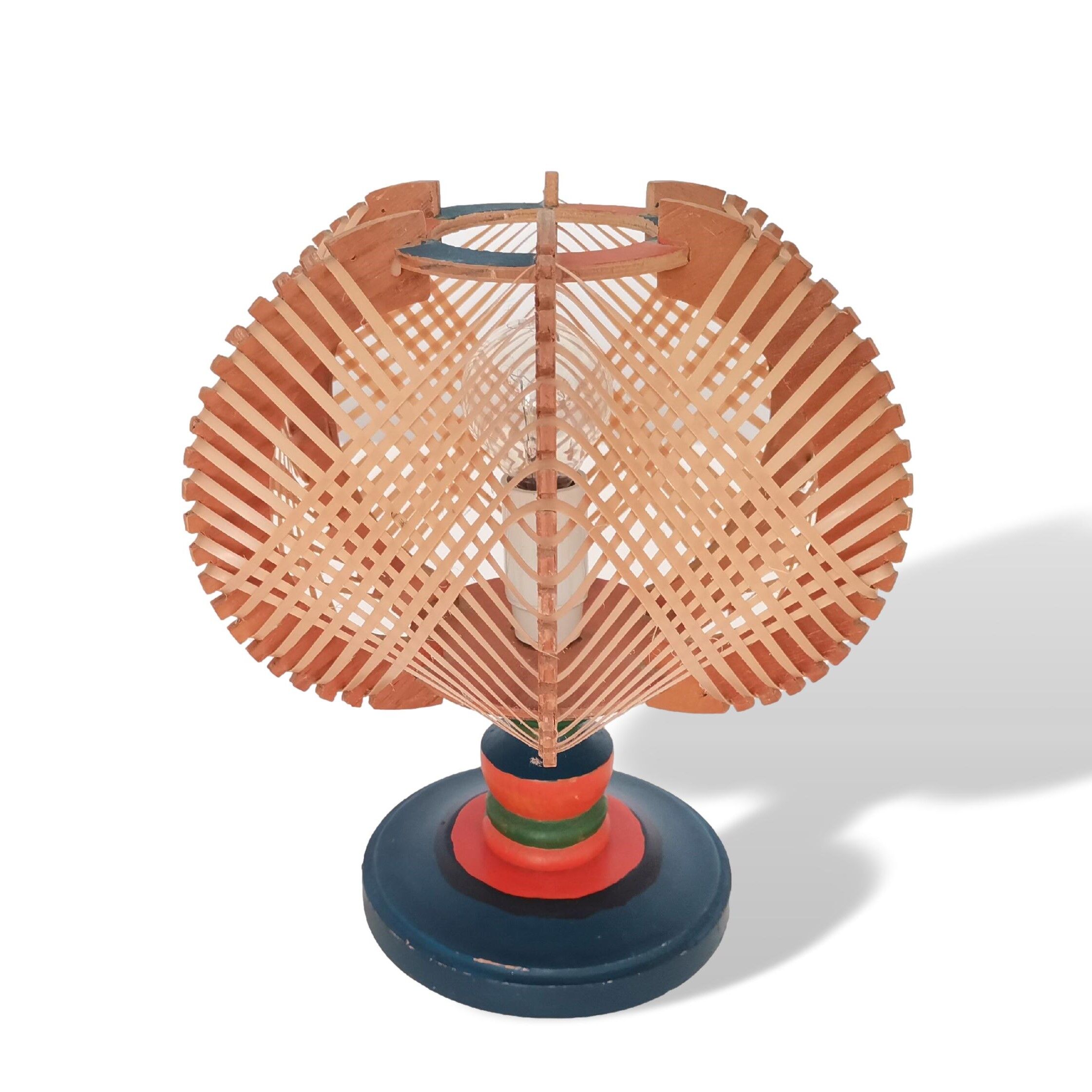 Mid century wooden bedside table lamp 1960