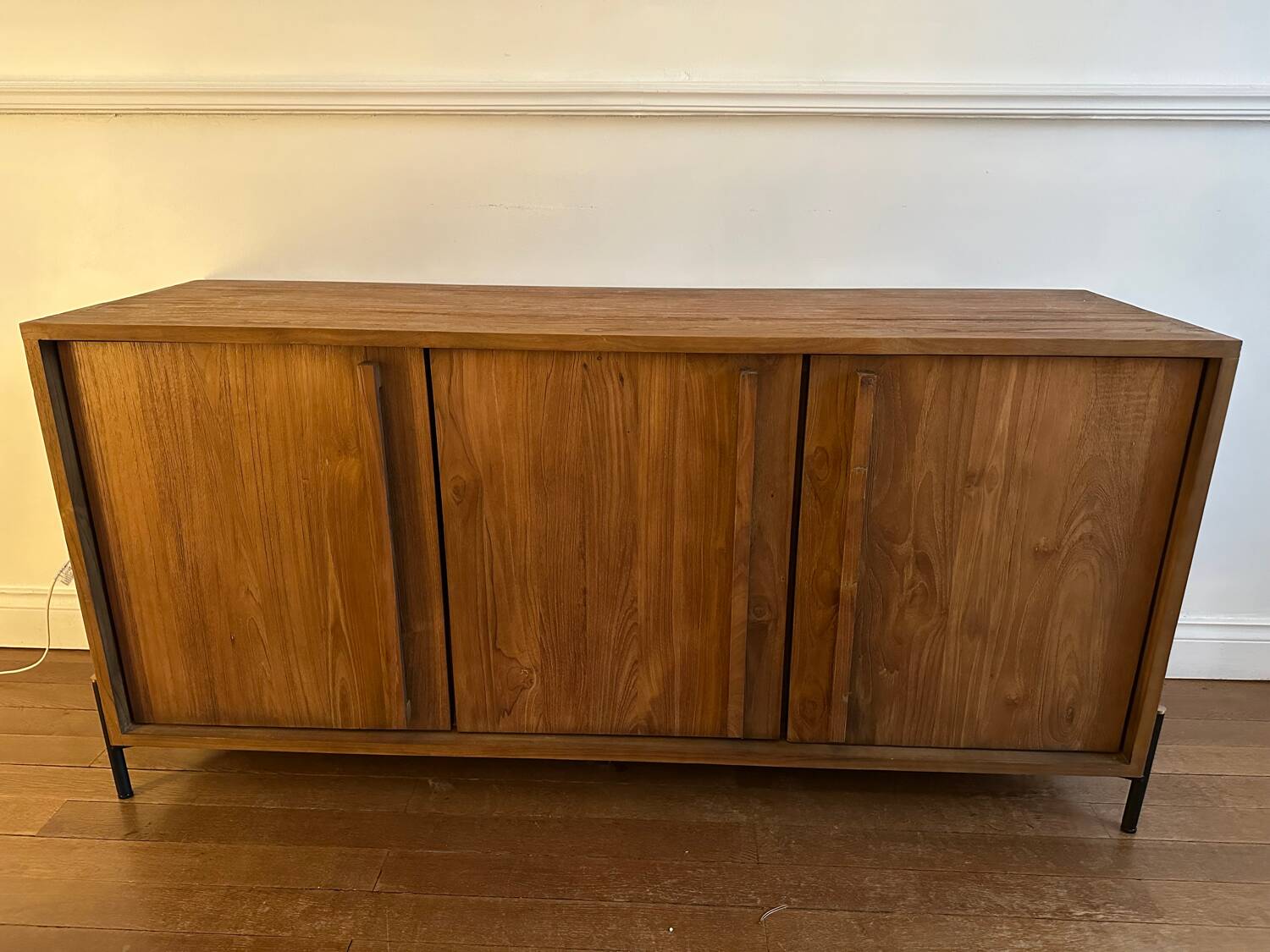 Sideboard made from recycled teak and metal legs