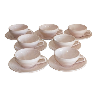 Set of 7 powder pink coffee cups Céranord Saint Amand