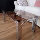 Vintage 70s lounge coffee table chrome-plated base and smoky glass tray