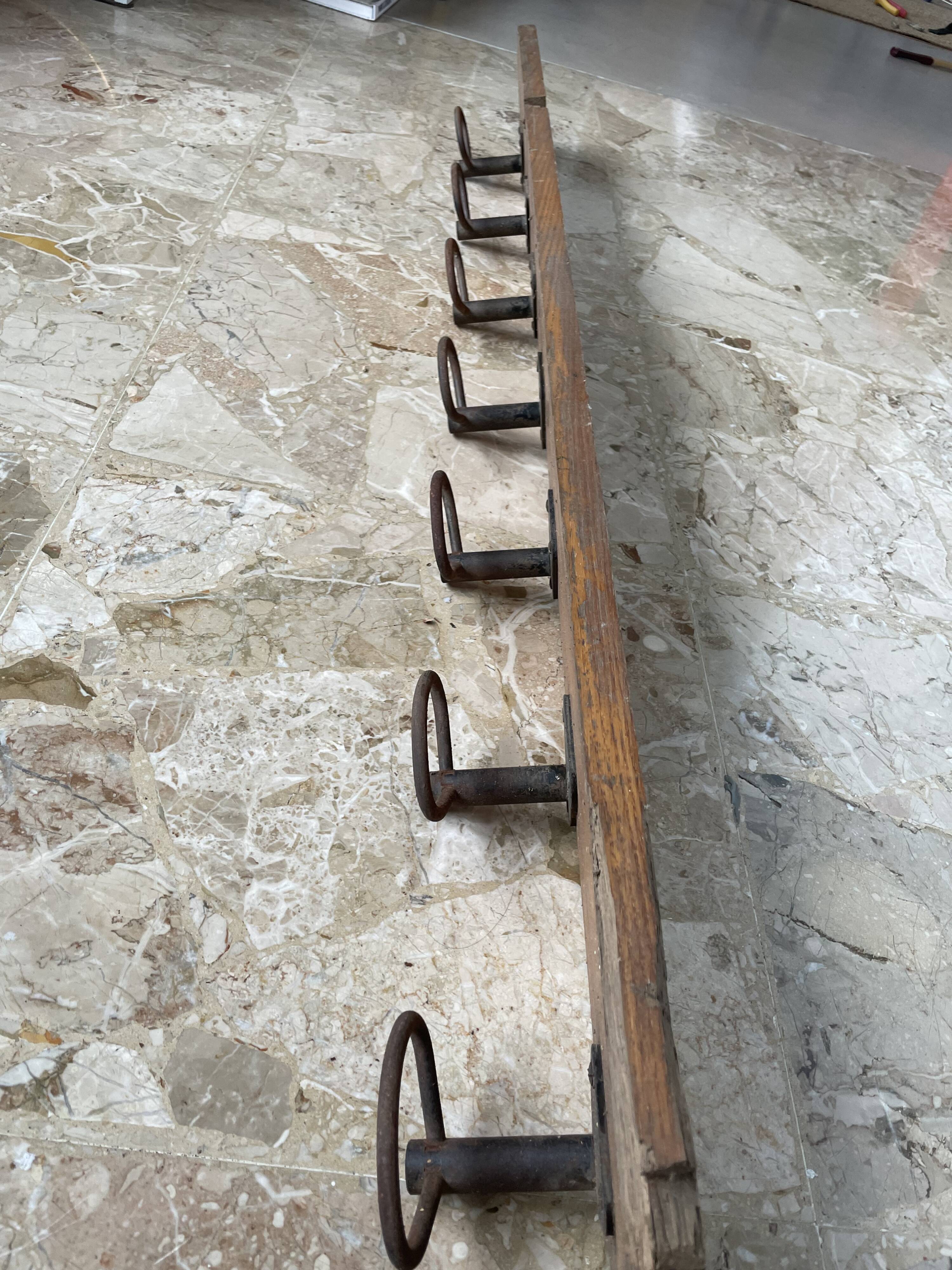 Long antique wall coat rack 186cm