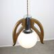 Lampe à Suspension Mid-Century Scandinave en Chrome et Opaline, 1960s