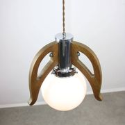 Mid-Century Scandinavian Chrome & Opaline Pendant Lamp, 1960s