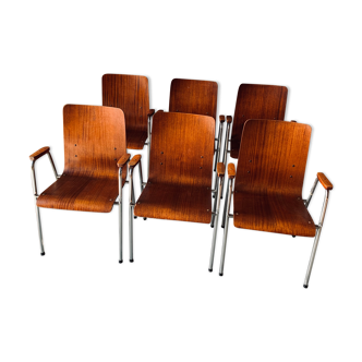 Set of 6 armchairs - Wood & metal -