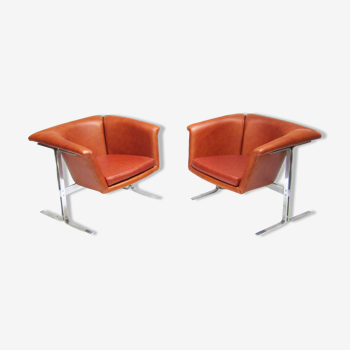 Two Space Age "042" Chairs by Geoffrey Harcourt for Artifort