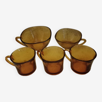 Vintage smoked orange coffee set from the 70s