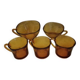 Vintage smoked orange coffee set from the 70s