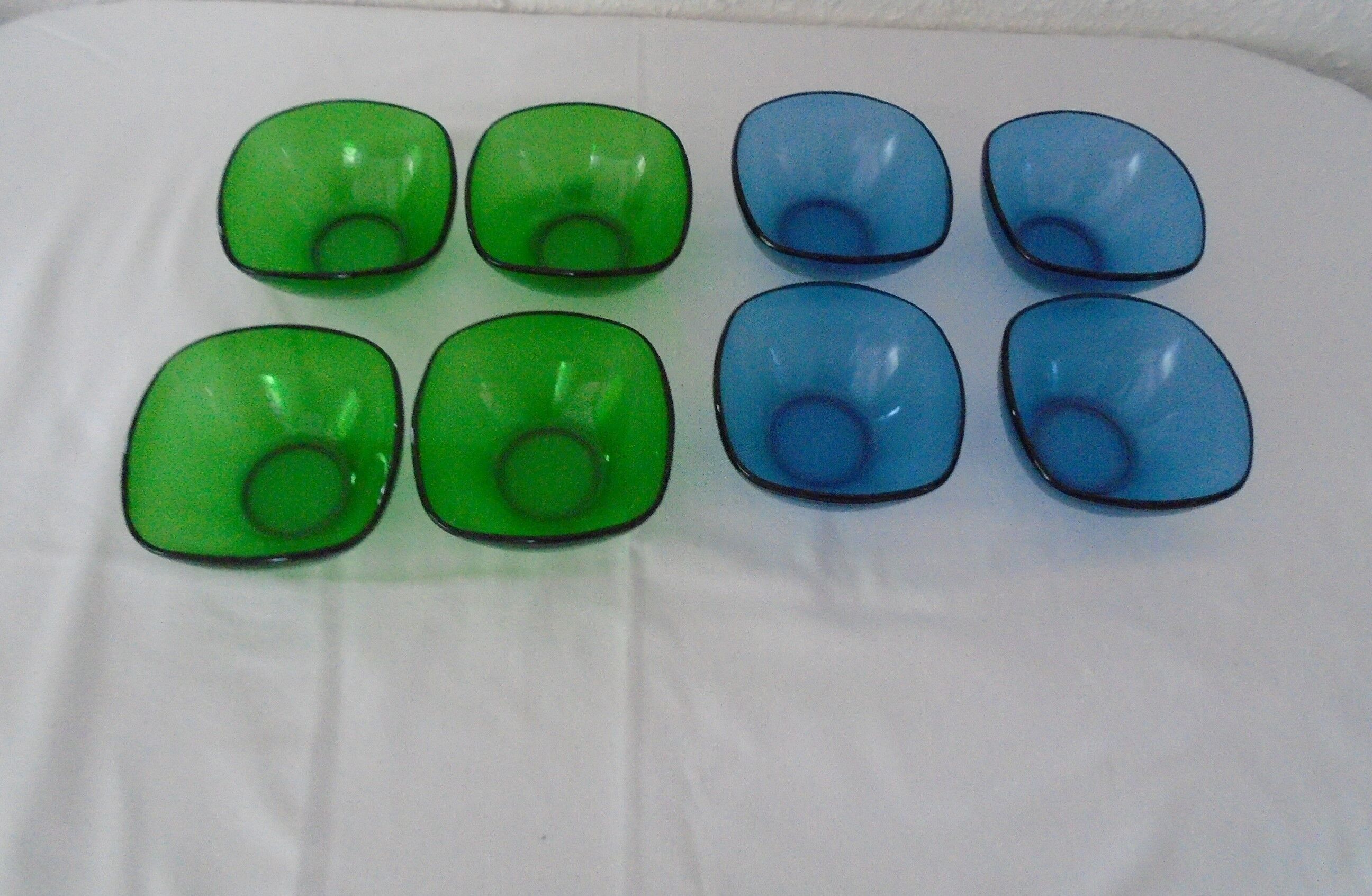 8 Vereco ramekin cups blue - vintage green