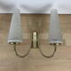 Pair of brass and opaline wall lamps 50s
