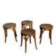 Set of four curved wooden stools stamped Baumann model 92.