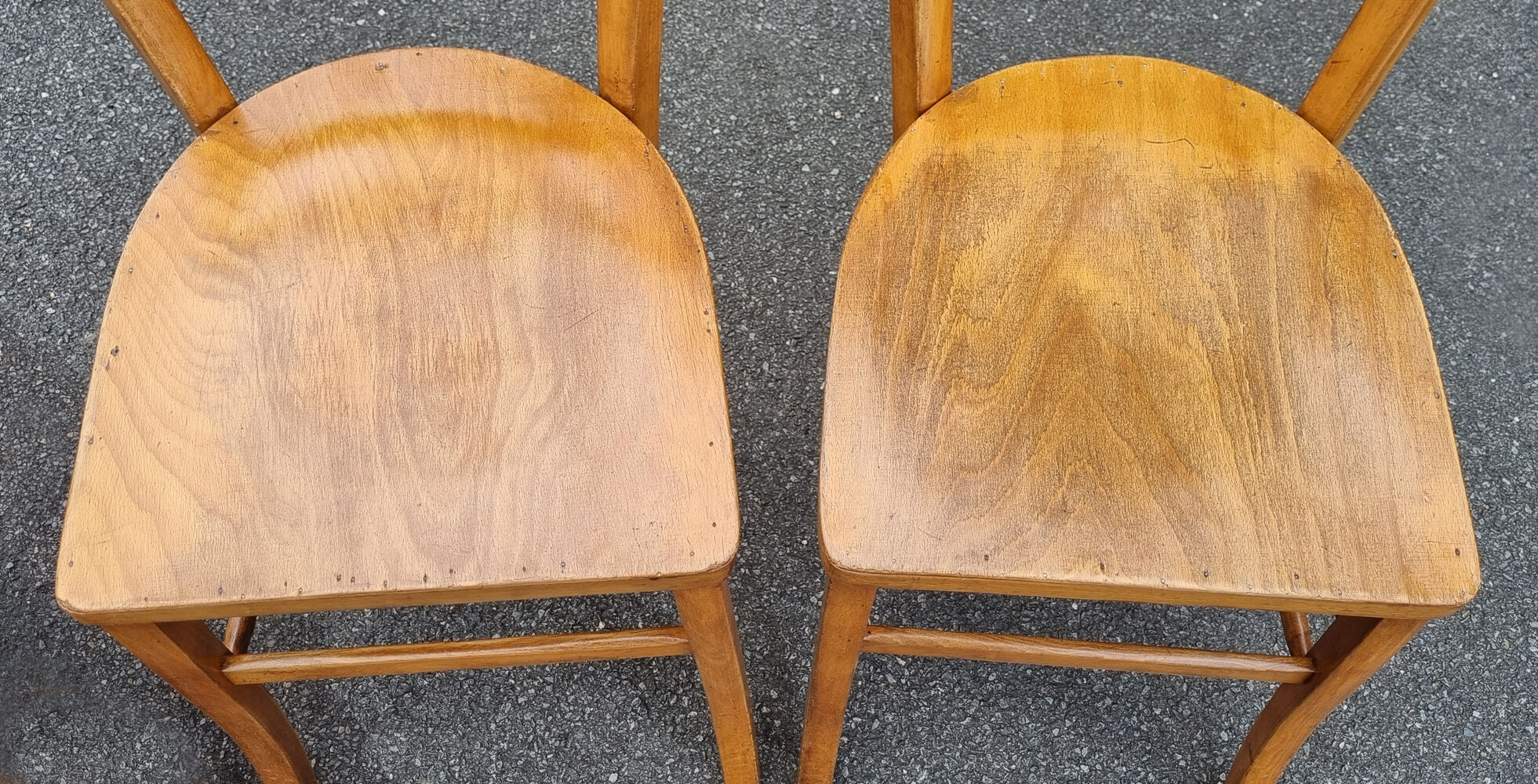 6 Luterma bistro chairs, blond wood, vintage, 50s