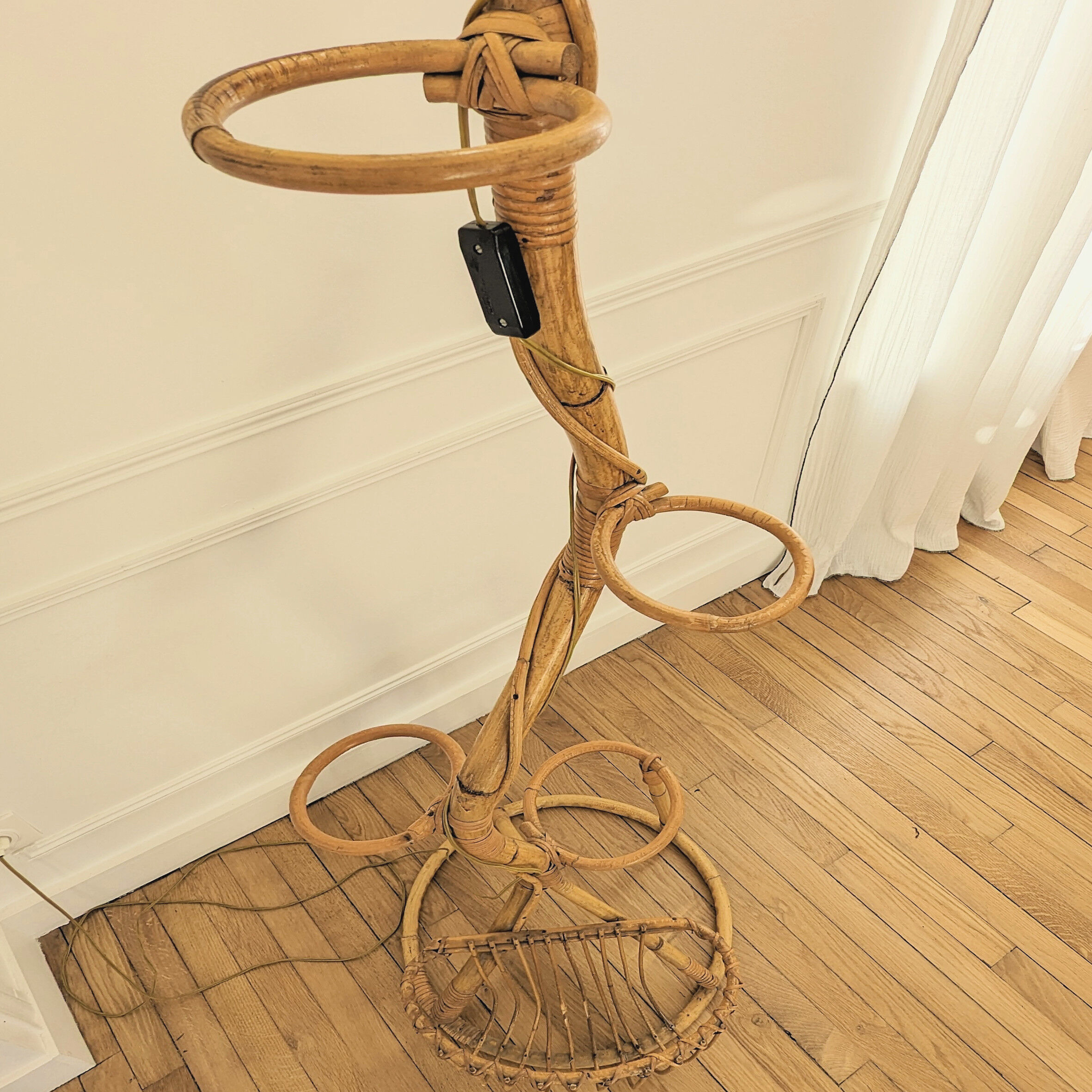 Rattan floor lamp, 60s