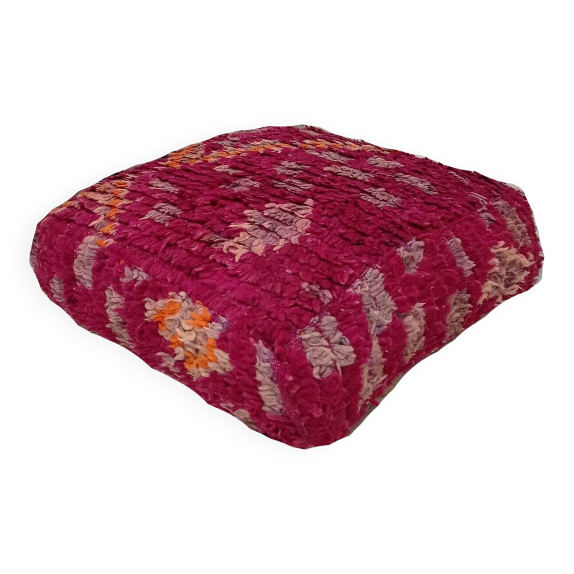 Handmade Berber pouf in wool 60 X 60 X 20 CM