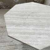 Octagonal travertine coffee table