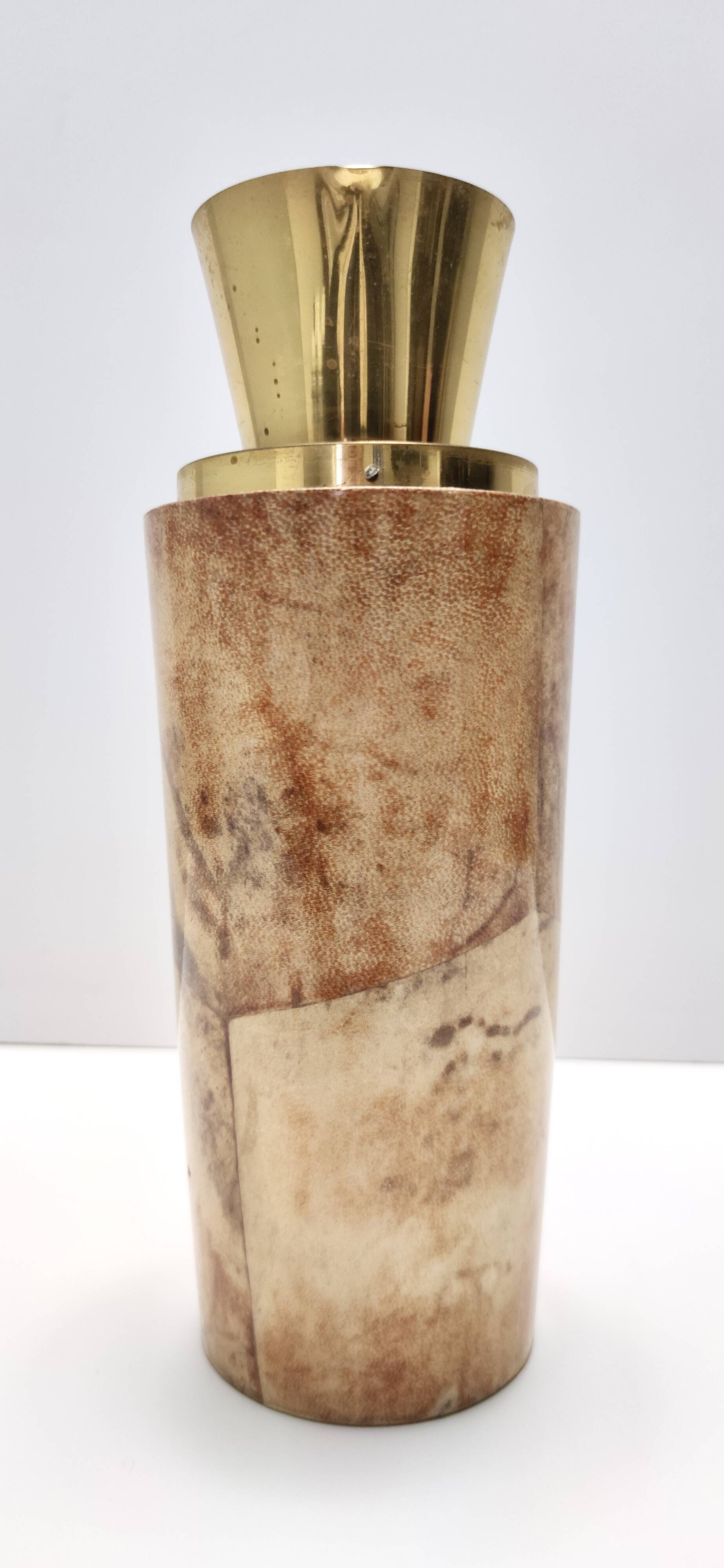 Turned Beech and Parchment Thermos / Jug by Aldo Tura for Macabo, Italy