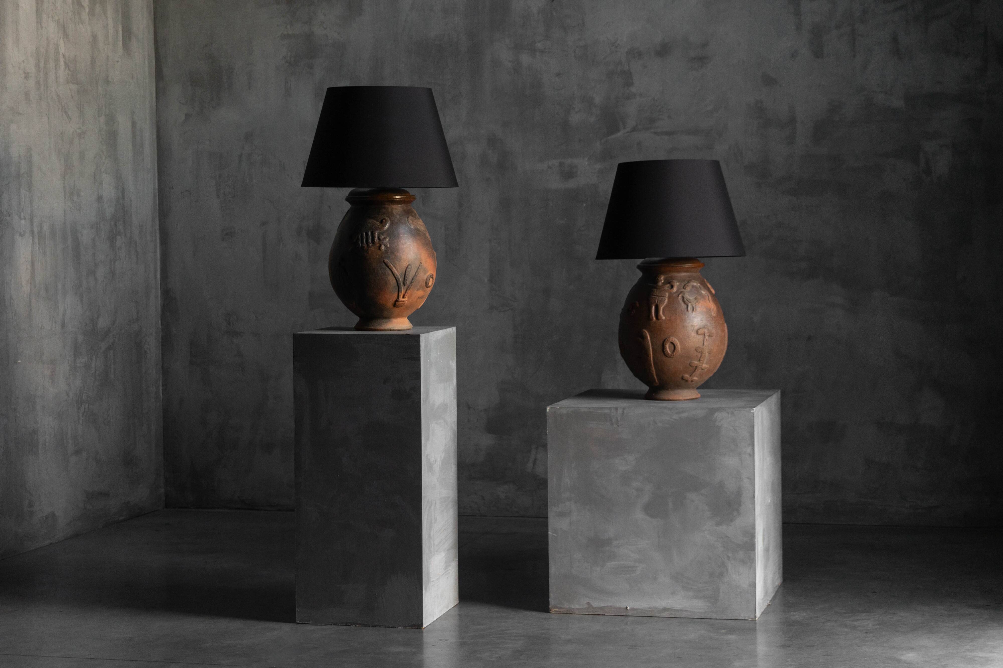 Handcrafted ceramic table lamps, France, 20th century