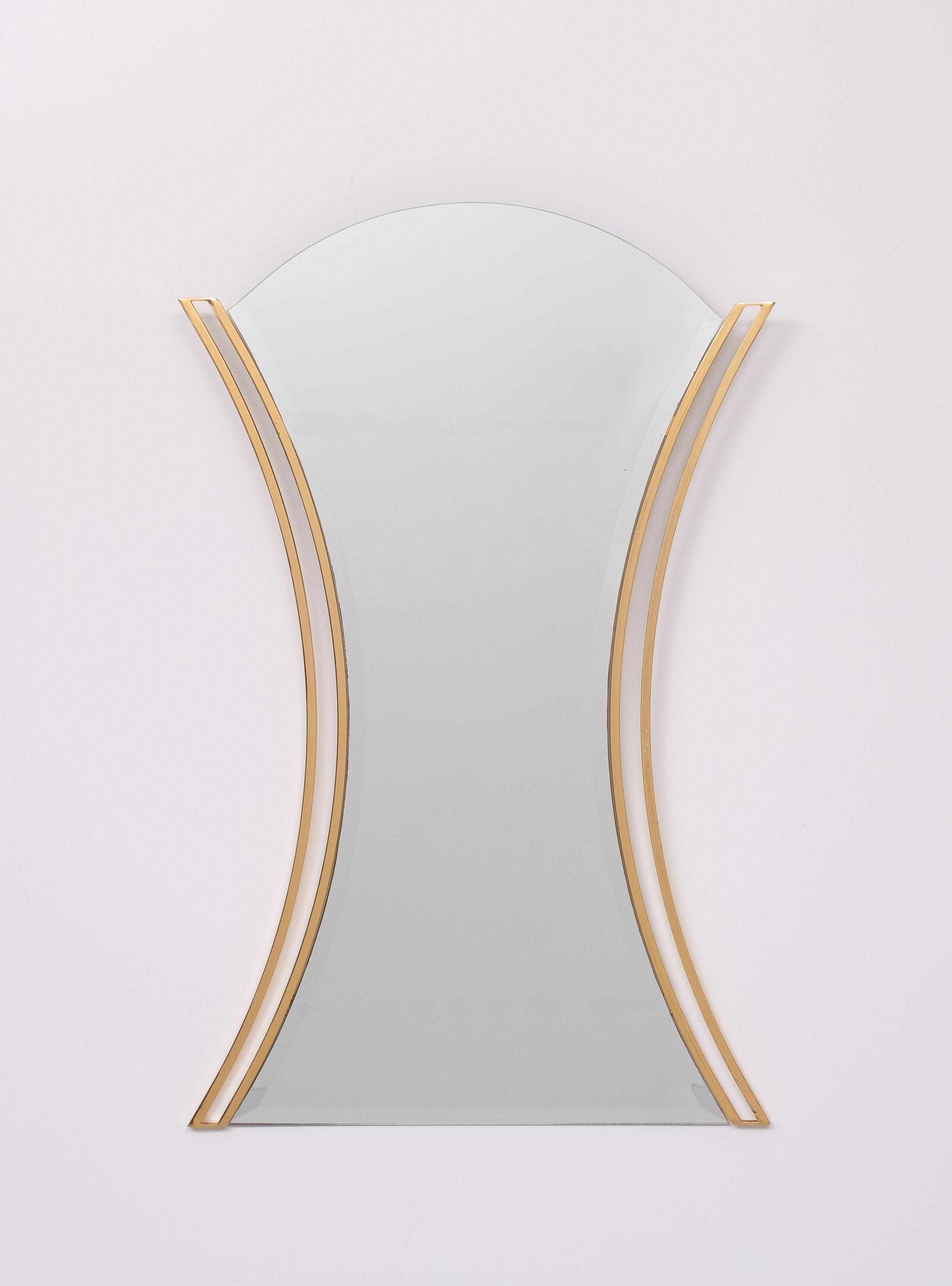 Hourglass shaped Brass Wall Mirror 1970s