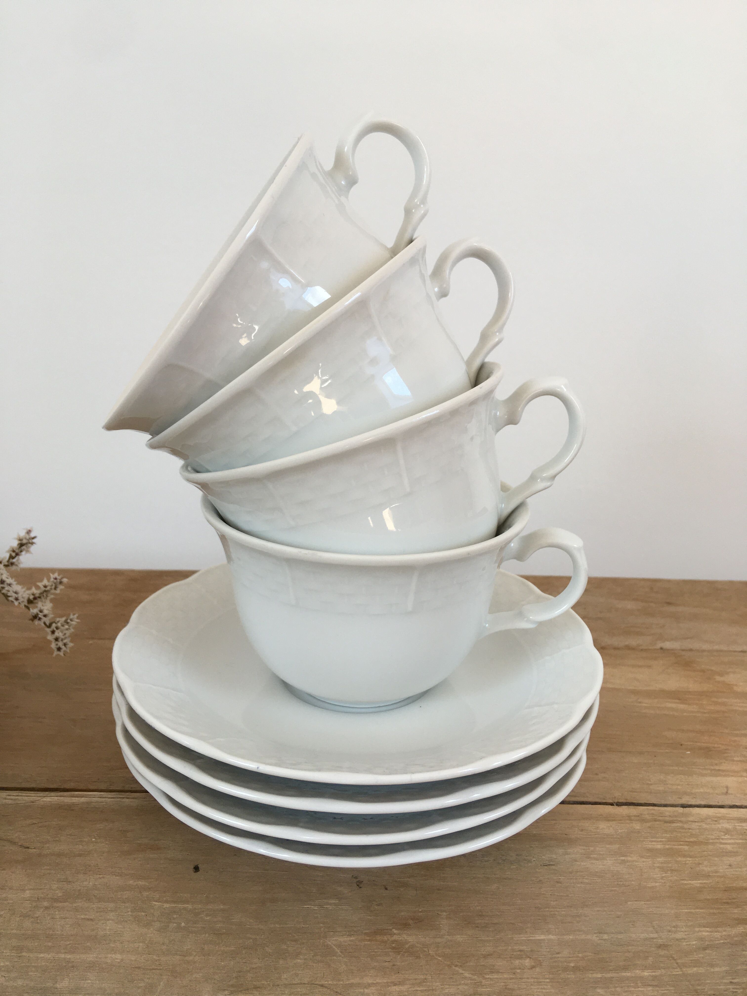 White porcelain tea cups