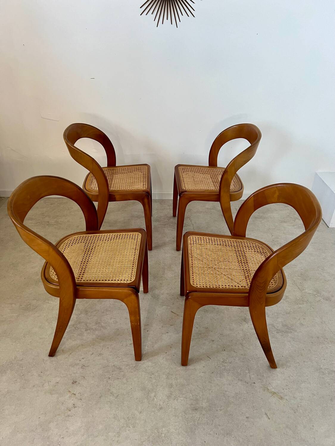 Set of 4 bentwood chairs Baumann design gondola cannage model 60s vintage