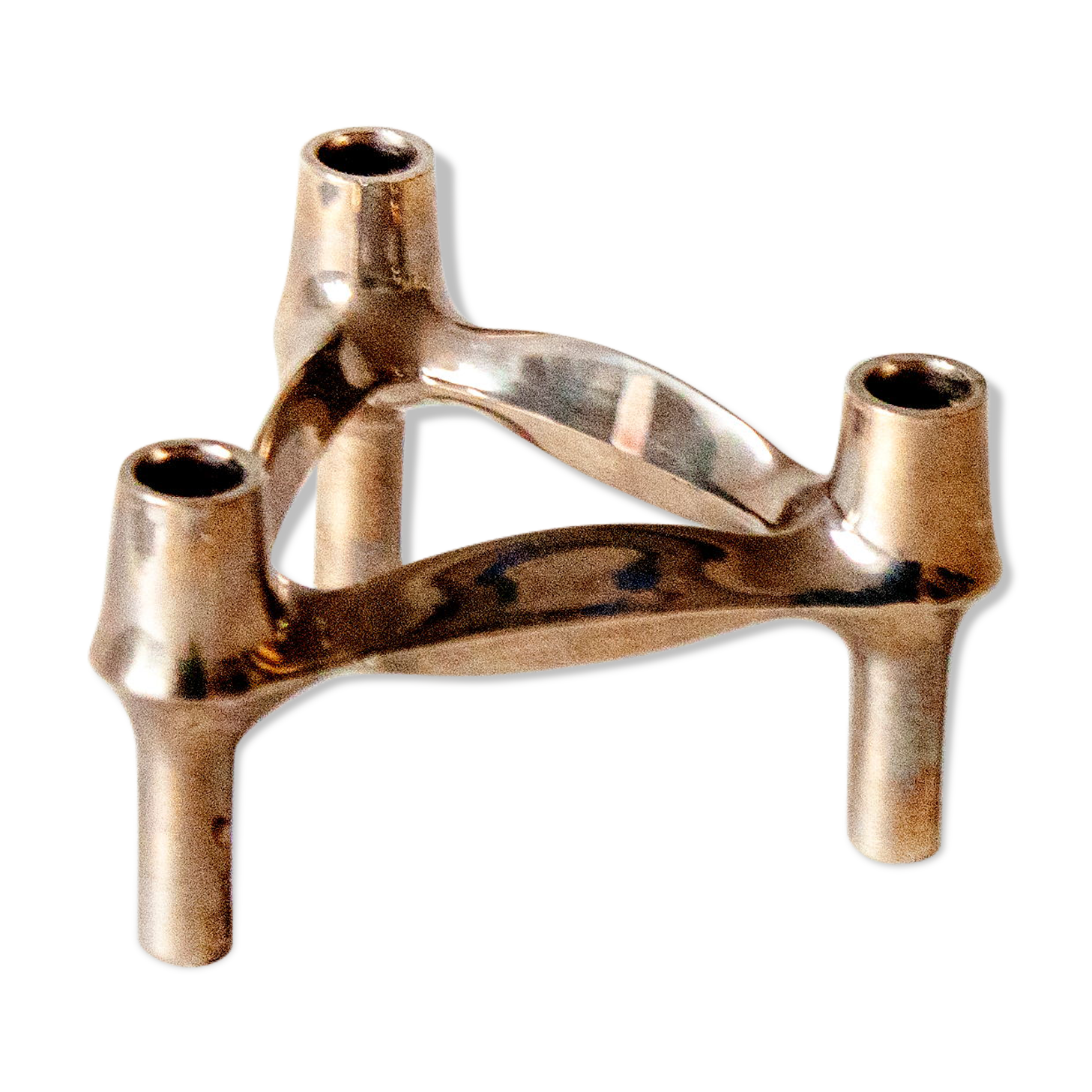 BMF Combi Leuchter Chrome Mid Century Modern Brutalist Modular Candle Holder