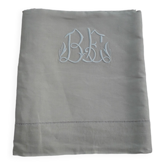 Old linen towel natural color stylized monogram
