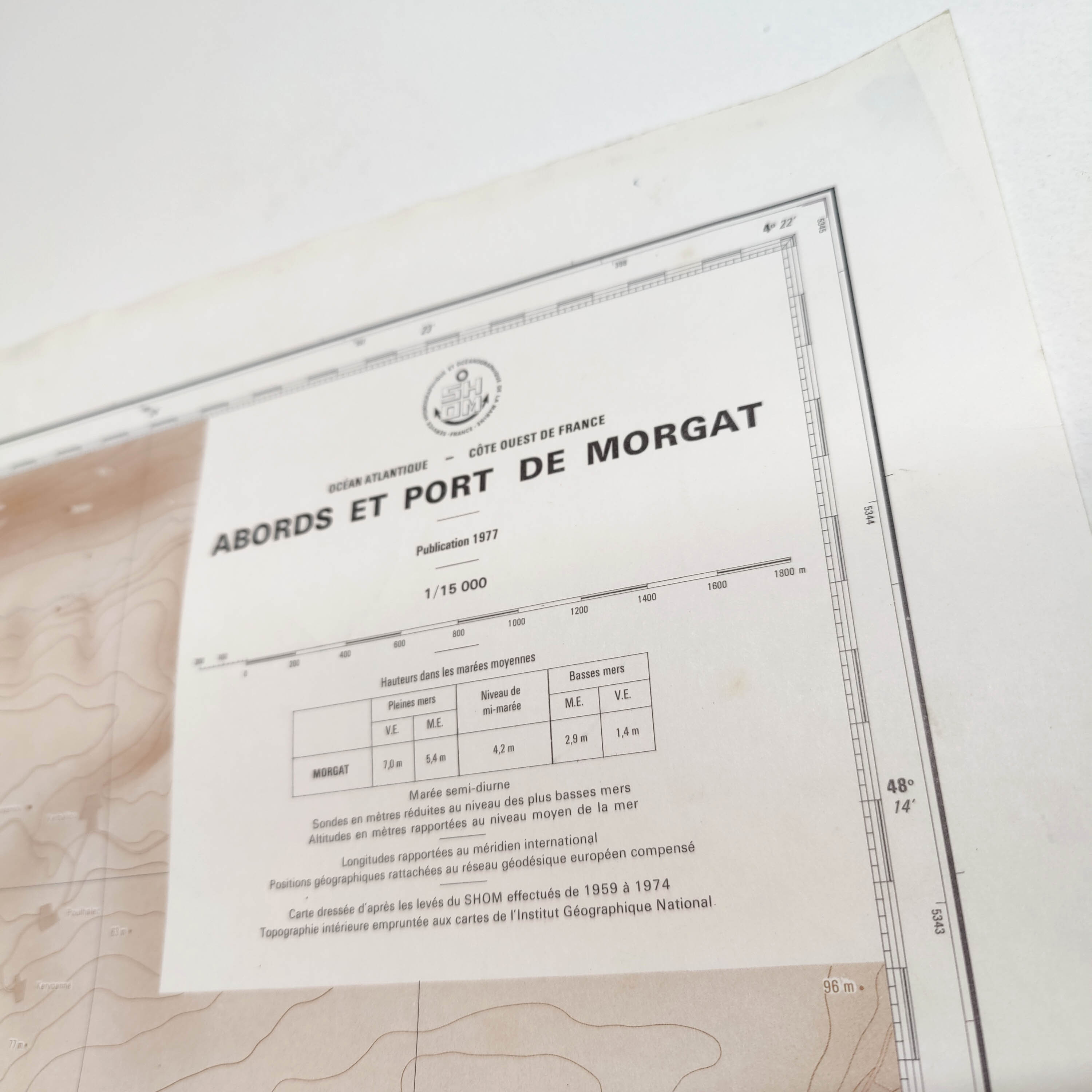 Vintage map Brittany Finistère Douarnenez Crozon Morgat 1977