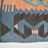 6x10 Peach & Navy Blue Turkish Kilim Rug, 168x296Cm