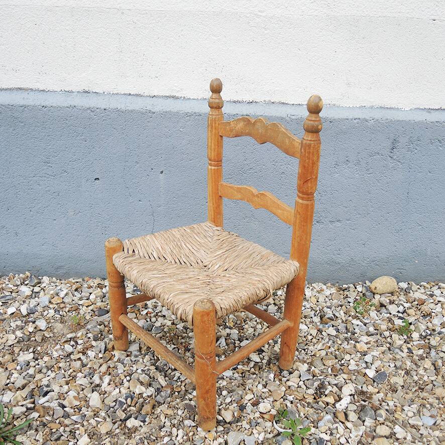Old Straw Chair For Child