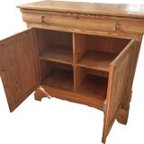 19th century sideboard in solid pitch pine, 2 doors, 1 drawer 128x58x120cm