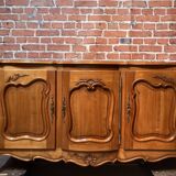 Louis XV style sideboard, 3 doors with lock, glass top.