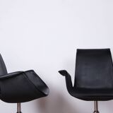 Pair of Danish armchairs in Black Leather and Chromed Steel, model FK 6725 Fabricius & Kastholm by Knoll