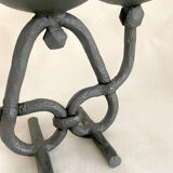 Brutalist beaten iron chandelier